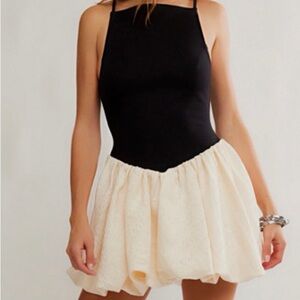 Free People Black and Cream Mini Dress